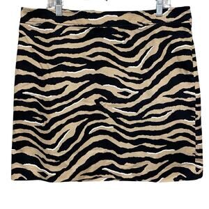 Talbots Twill Pencil Skirt Size 16 Tiger Print Lined Above Knee Zip Close NEW